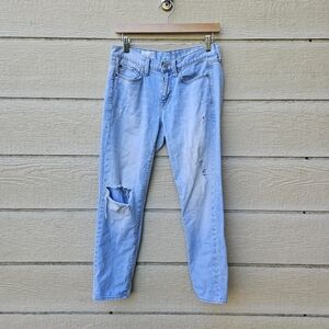 Gap Sexy Boyfriend jeans light wash distressed denim size 26 27 inch inseam